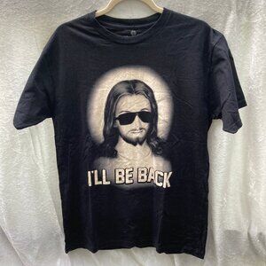 Jesus w/ Sunglasses "I'll Be Back" Goodie 2 Sleeves Black T shirt L 200% Cotton